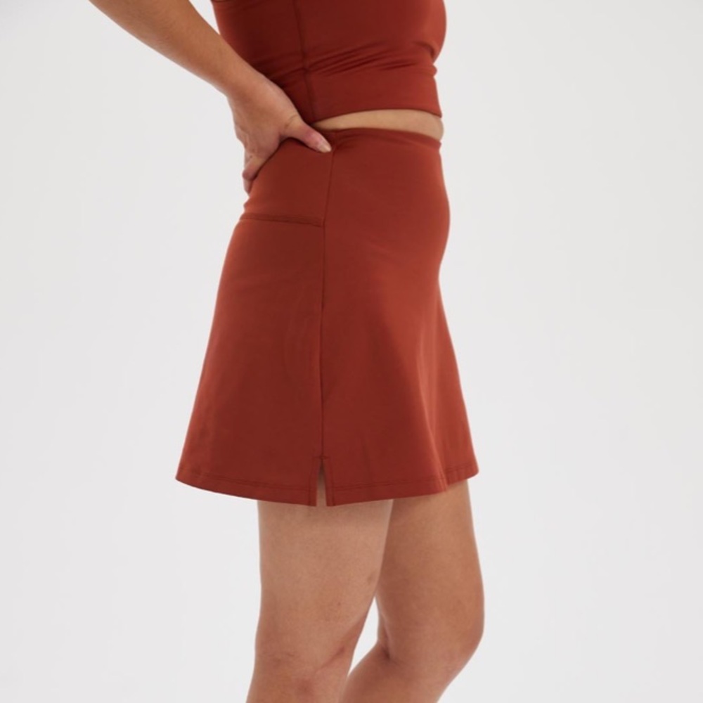 Girlfriend Collective Rust Mini Skirt - Picture 3 of 16